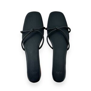 Lemels Black Rope Strap Flat Minimalist Leather Sandals sz 41